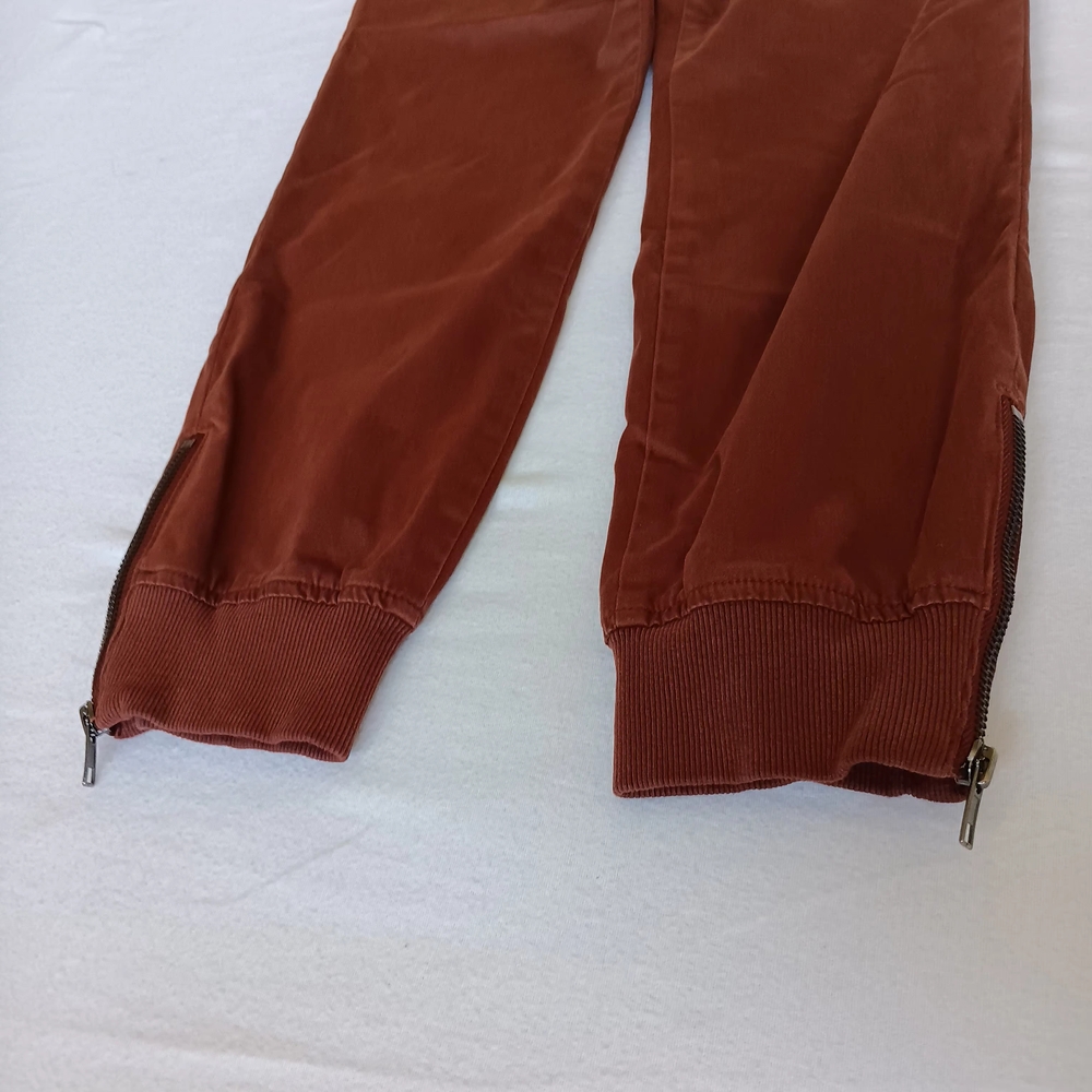 Kut from the Kloth Sz2 Chris High Rise Jogger Brown/Orange W/Cropped Zipper Legs - Picture 2 of 16